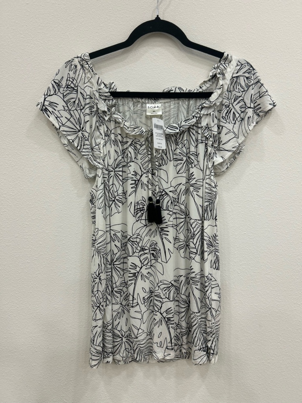 Soma NWT tropical flutter sleeve blouse XL tropical loungewear Resortwear beach